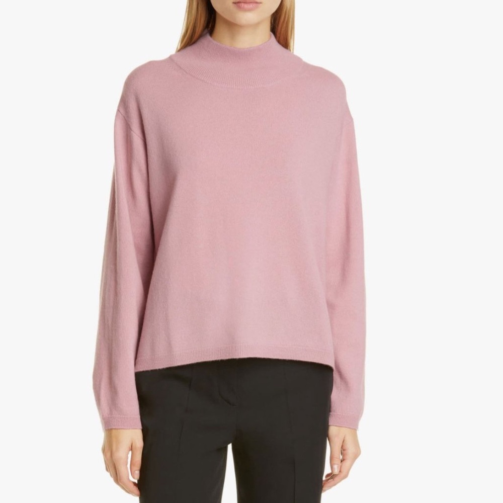 Women’s Mansur Gavriel Wool & Cashmere Pink Mock Neck Sweater feminine cozy soft